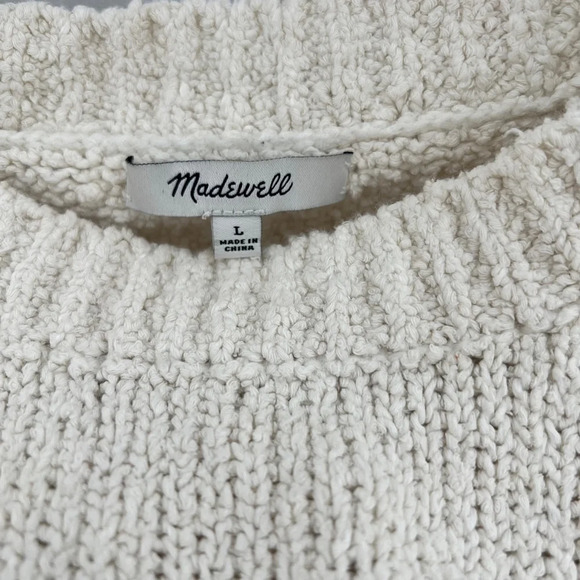 Madewell Montford Fringe‎ Pullover Sweater, Pearl Ivory, Size L, Women’s Cropped - Picture 8 of 11